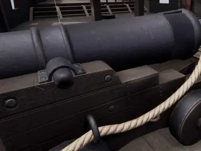 Ship Cannon Free low-poly 3D model