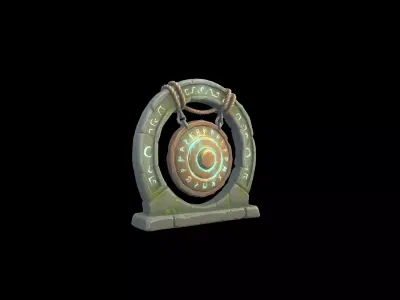 Low Poly Stylized Ancient Mossy Gong Low-poly 3D model