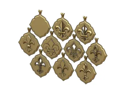 Royal lily Lys flower Fleur de lys pendants  3D print model