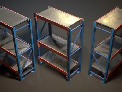 Storage Rack Collection - Modular Game ready props Low-poly 3D model