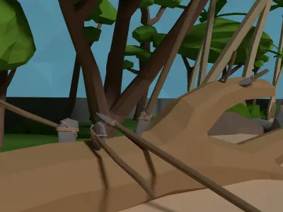 LowPoly StoneTools wooden axe Low-poly 3D model