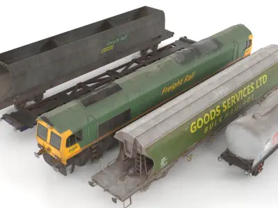 Train Pack low poly Low-poly 3D model