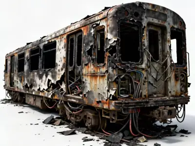 Realistic Wrecked Subway Car 3d model Low-poly 3D model