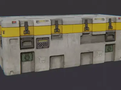 Military Storage Crate with Yellow Stripes Low-poly 3D model