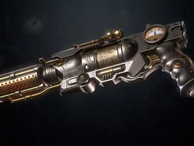 Steampunk Revolver Low-poly 3D model purchase