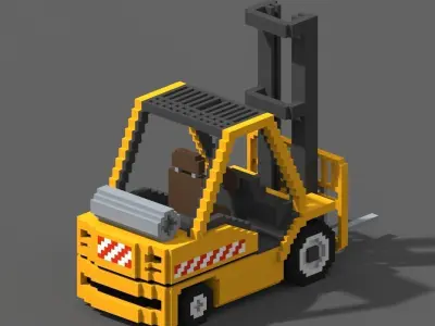 Voxel Forklift Low-poly 3D model