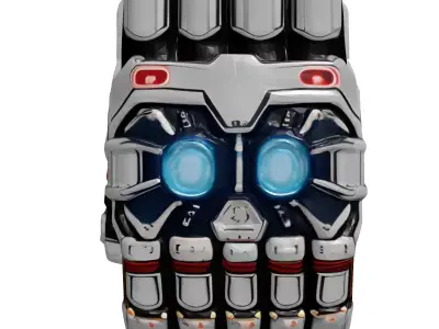 Futuristic Power Gauntlet Glowing Worn 3D model