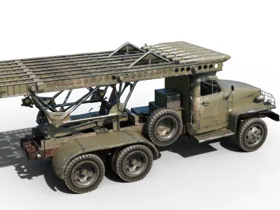 PBR BM-13 Katyusha Rocket Artillery MLRS Low-poly 3D model