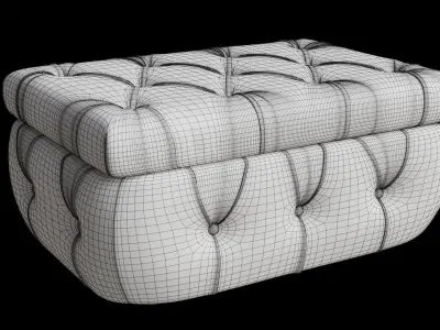 Pink Velvet Storage Upholstered Ottoman 3D model