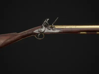 PBR Flintlock Blunderbuss Musket Low-poly 3D model