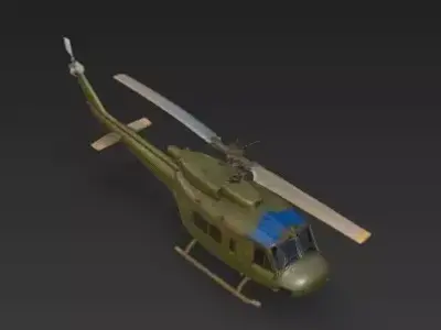 Vintage Jungle Utility Helicopter 3D Model Low-poly 3D model