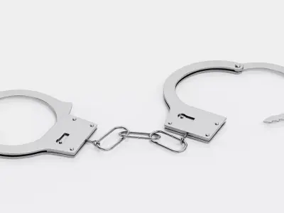 Handcuffs - Realistic Metal Restraint with Chain 3D model