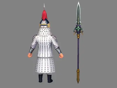 Cartoon soldiers of Qing Dynasty Low-poly 3D model