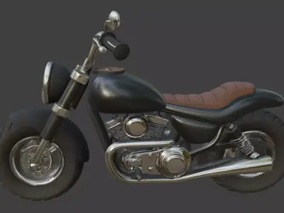 Cartoon Black Chopper Motorcycle 3D Model 3D model