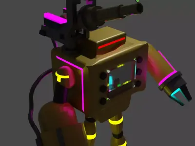 Low Poly Robot X with neon lights 3D model