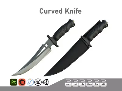Curved Knife Low-poly 3D model