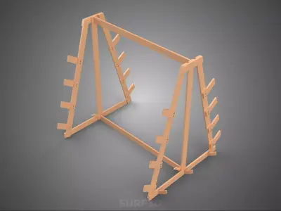 SHOP UTILITY STAND WOOD FRAME DISPLAY RACK STORAGE ARM SHELVING 3D model