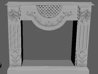 fireplace ornate with gold trim 3D model