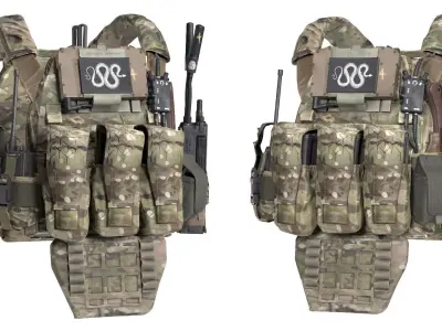 MILITARY TBAS V5 Plate Carrier Vest Low-poly 3D model