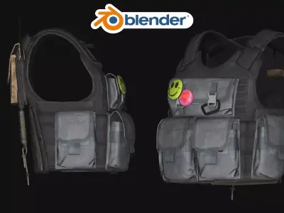 Modern Tactical Combat Vest PBR Game Ready Low-poly 3D model
