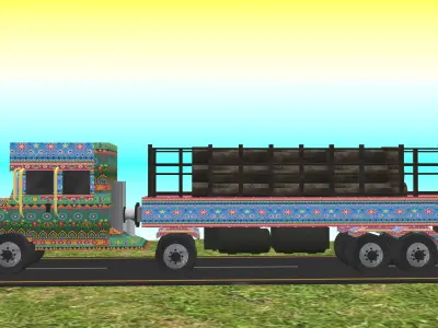 Indian Truck Model 8 Low-poly 3D model