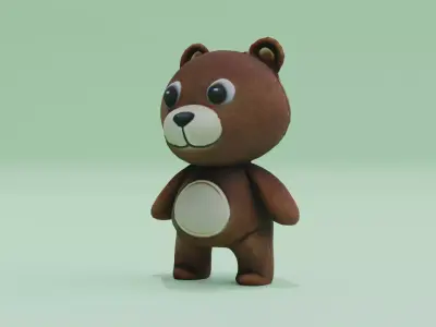 Teddy Bear Plush Brown Toy Low-poly 3D model