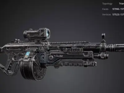 Futuristic Rifle Gun 3D model shop