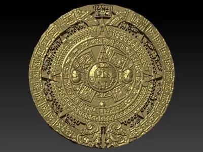 Aztec sun calendar Piedra del Sol 3D print model