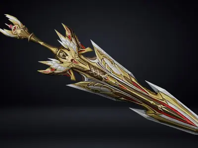 Futuristic Sword Low-poly 3D model 32