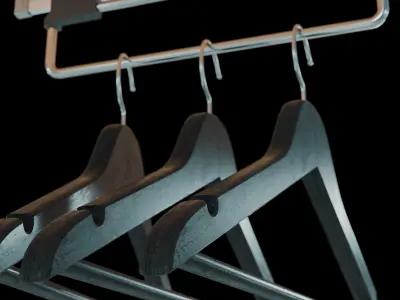 Retractable Pull Out Clothes Hanger Rail for a shallow wardrobe 3D model