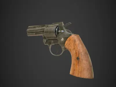 Pistol revolver Low-poly 3D model