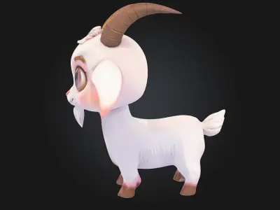 Cuddly Goat Pup  Adorable Mischief in a Fluffy Package 3D model