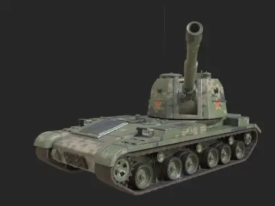 4 coatings of PLA Army PLZ83 152mm self-propelled howitzer Low-poly 3D model