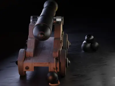 war cannon for game and animation  3D model