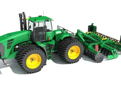 Tractor with Seed Drill 3D model 8