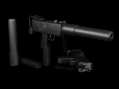 Mac-10 Low-poly 3D model