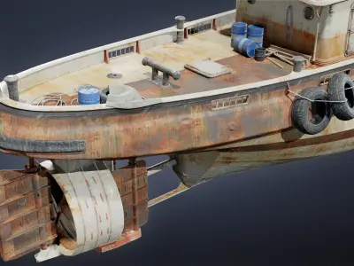 BOATYARD - Tugboat - LOW POLY AND NANITE Low-poly 3D model