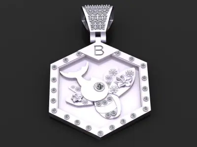 QUEEN HONEY BEE PENDANT 3D PENDANT 3D PRINTABLE MODEL 3D print model