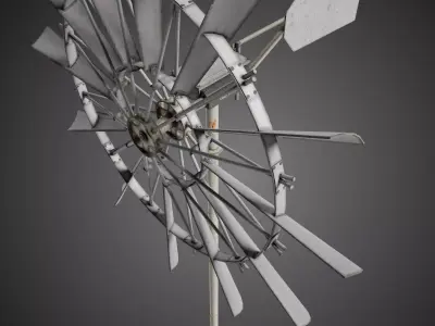  Wind Turbine Windmill Industrial Prop Low-poly 3D model