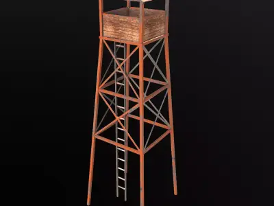 Old Wooden Watchtower Low-poly Free low-poly 3D model