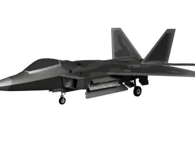 USA FF-22A Raptor Stealth Fighter Jet Low-poly 3D model