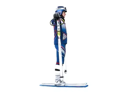 skier t-pose 3D model Low-poly 3D model