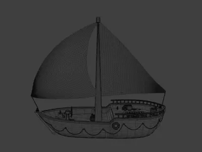 Stylized old boat  3D model
