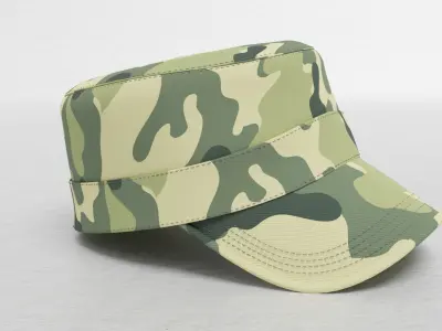 Military camouflage cap Low-poly 3D model