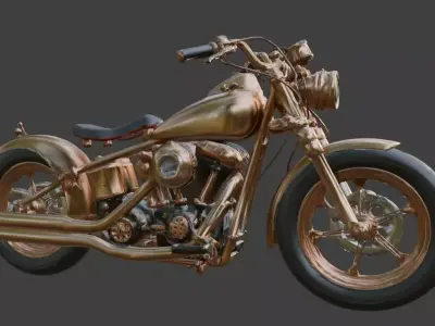 Steampunk High-Performance Motorcycle 3D Model Low-poly 3D model