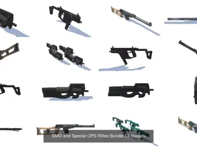 SMG and Special OPS Rifles Bundle 3D Model Pack