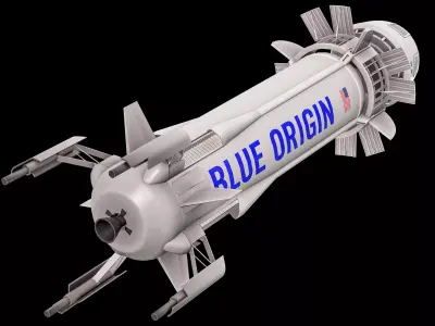 New Shepard Reusable Spacecraft - Blue Origin Spaceship PBR Low-poly 3D model