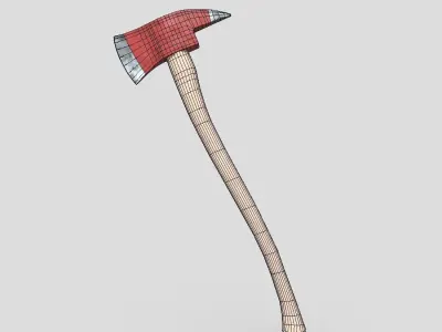 Fire Axe Low-poly 3D model 2