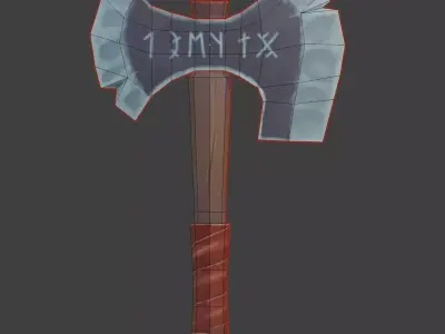 Stylized Viking Battle Axe Low-poly 3D model
