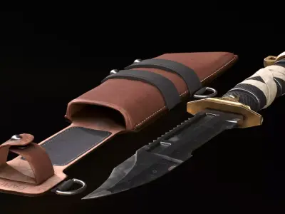 Game ready tactical knife asset Low-poly 3D model